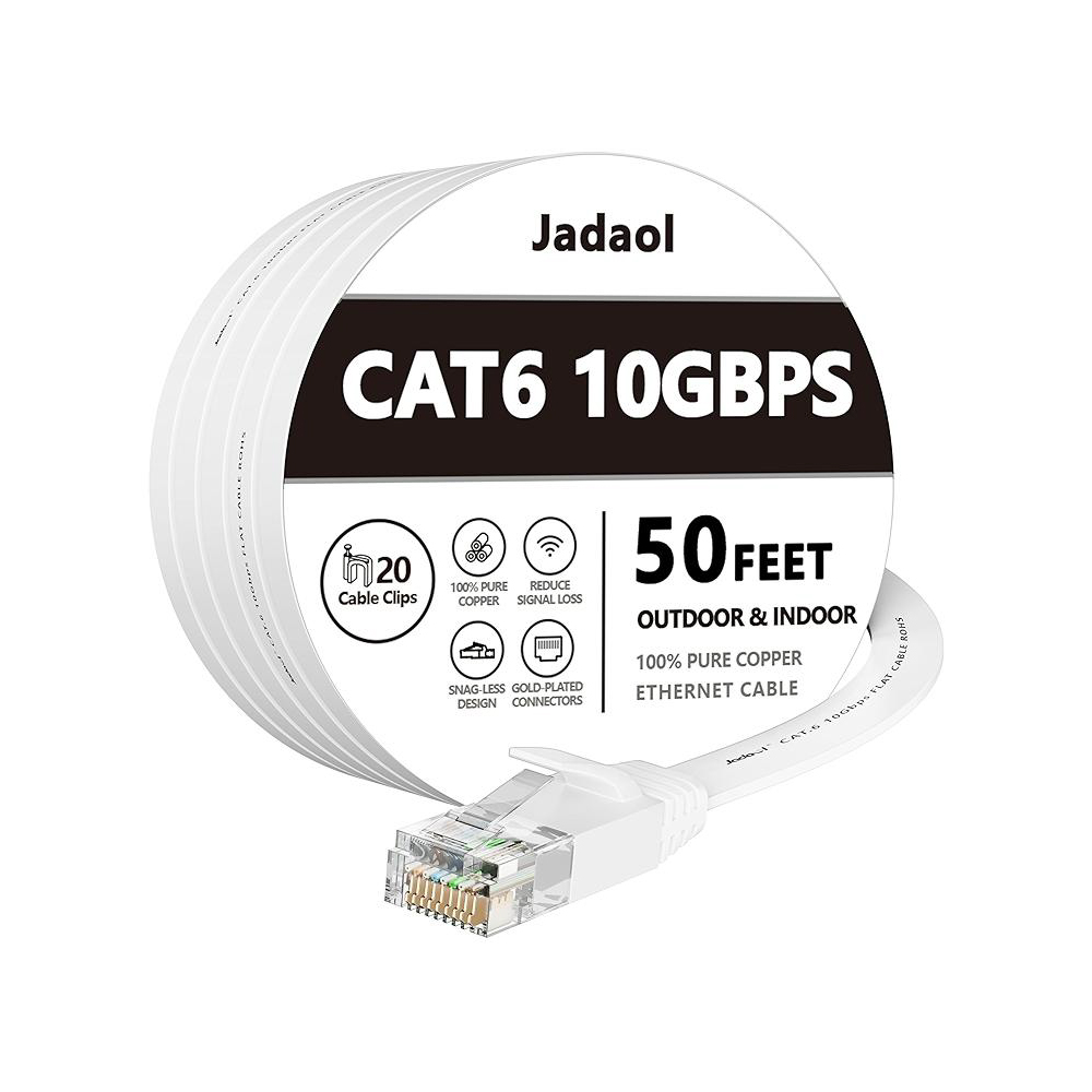 کابل شبکه Jadaol Cat 6 تخت، طول ۱۵٫۲ متر
